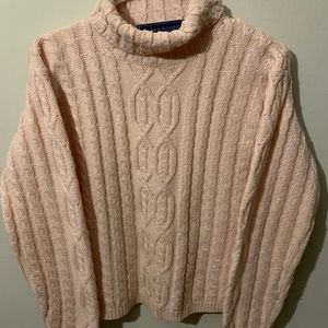 Karen Scott light pink cable knit sweater